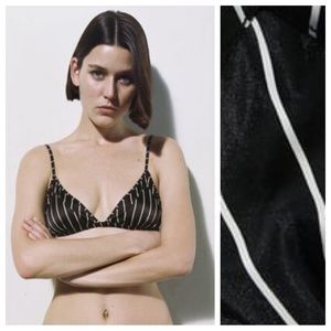 NWT. Zara Black Mulberry Silk Triangle Bralette. Size M.